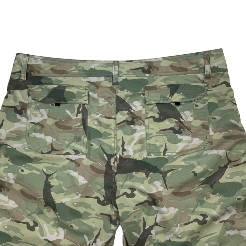 AFTCO Tactical Fishing Cargo Short 40 Green Camouflage - Picture 8 of 12